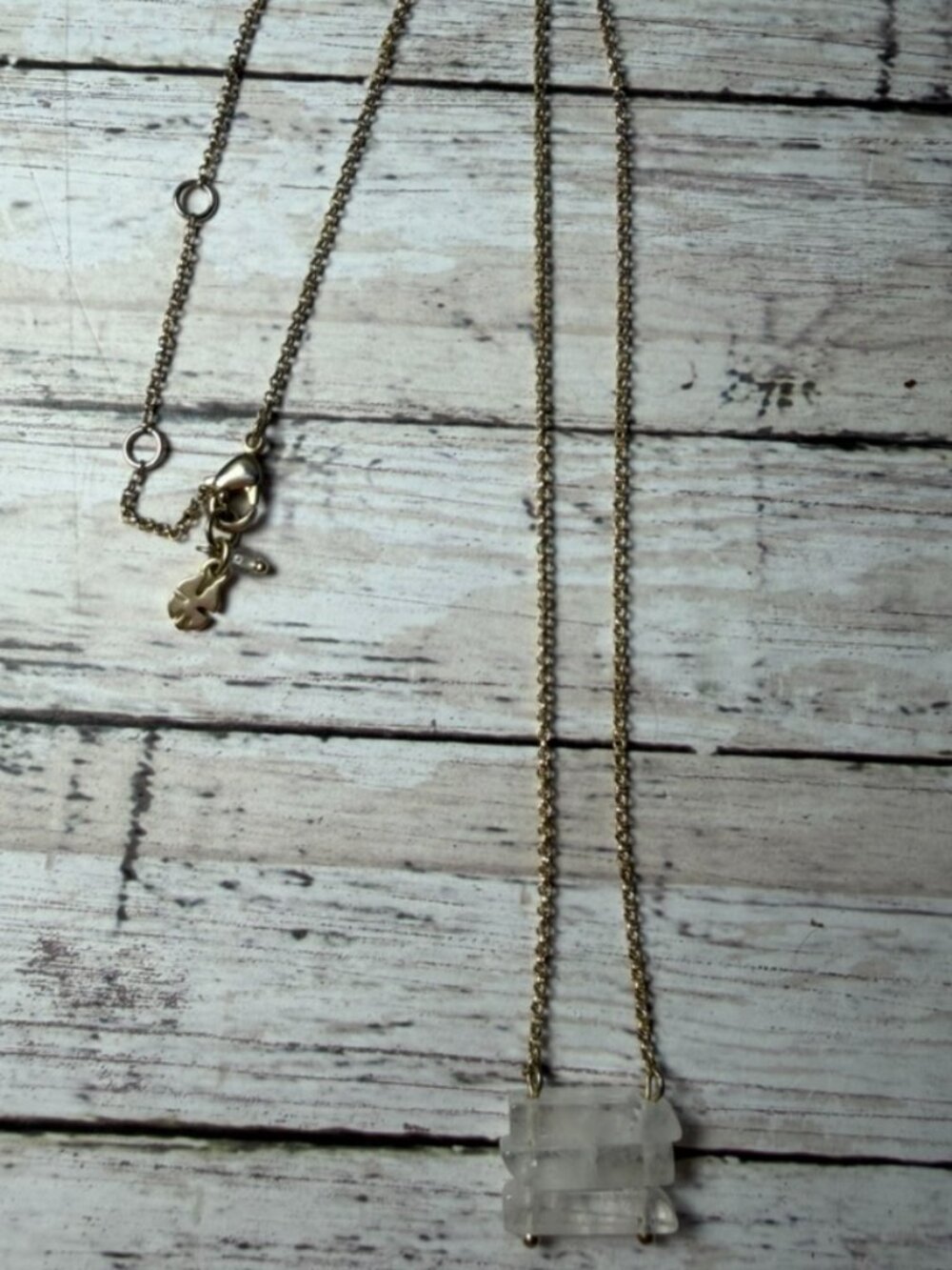 Lucky Brand 3 Stone Necklace 10"